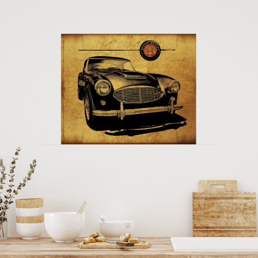 Poster Austin Healey 3000 Noir (Cuisine)