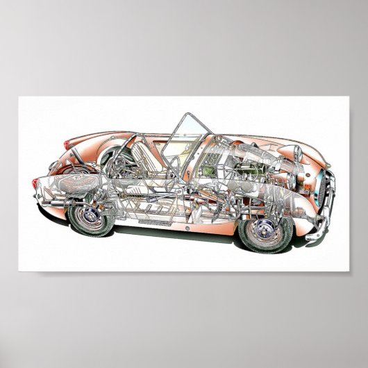 Poster Austin Healey bugeye sprite coutay dessin (Devant)