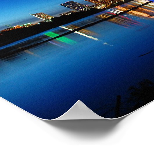 Poster Austin Texas Downtown Night Skyline Ladybird Lake (Coin)