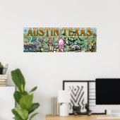Poster Austin Texas Fun Art (Bureau à domicile)