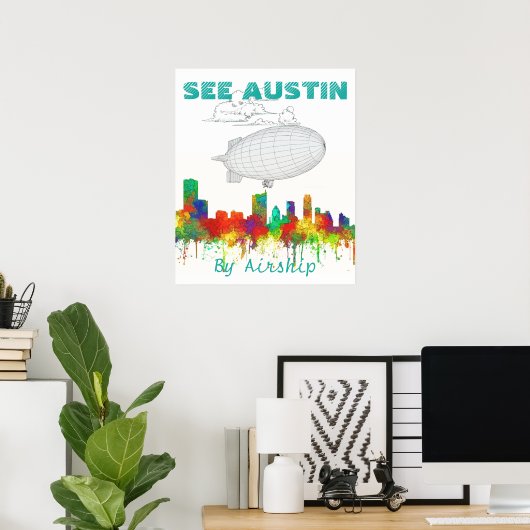 Poster Austin Texas Skyline-SG (Bureau à domicile)
