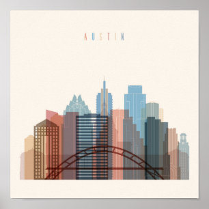 Poster Austin, Texas   Ville Skyline
