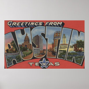 Poster Austin, TexasScènes de grandes lettresAustin, TX
