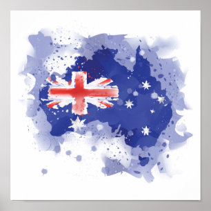Poster Australia Watercolor Map