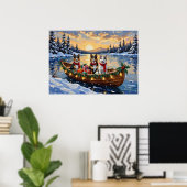 Poster Australian Cattle Dog Christmas Boat Holiday (Bureau à domicile)