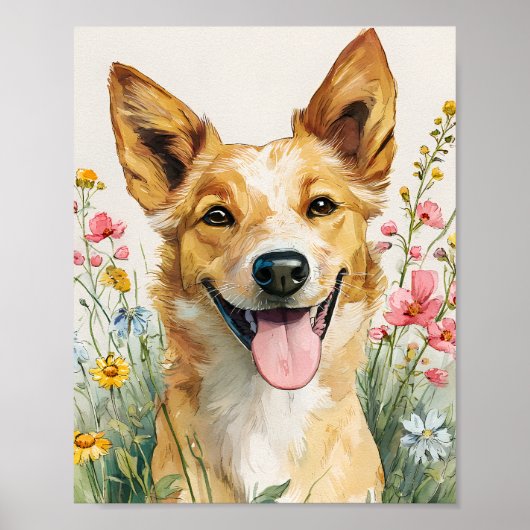 Poster Australian Cattle Dog Wall Art - Watercolor Cattle (Devant)