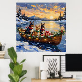 Poster Australian Kelpie Christmas Boat Holiday (Bureau à domicile)