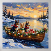 Poster Australian Kelpie Christmas Boat Holiday (Devant)