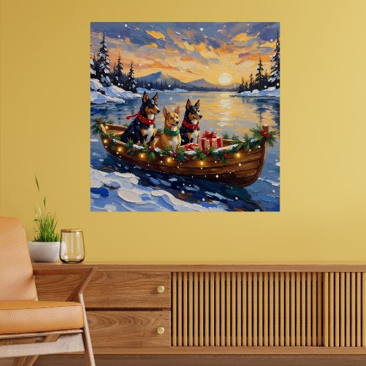 Poster Australian Kelpie Christmas Boat Holiday (Salon 2)