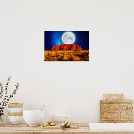Poster Australian Outback Ayers Rock "Uluru Moon" Art (Cuisine)
