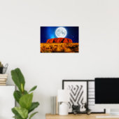 Poster Australian Outback Ayers Rock "Uluru Moon" Art (Bureau à domicile)
