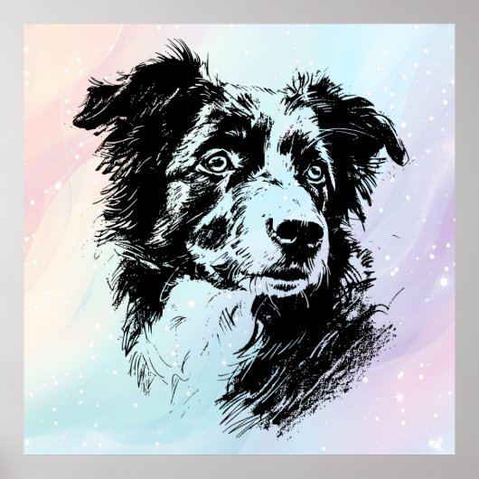 Poster Australian Shepherd Dog Chic Art Design (Devant)