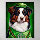 Poster Australian Shepherd dog en tenue de St. Patrick's  (Devant)