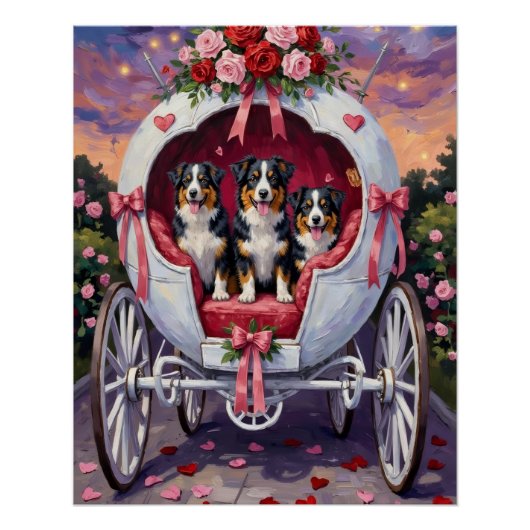 Poster Australian Shepherd Dog Valentine's Day  (Devant)