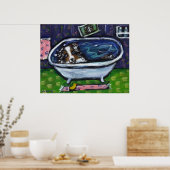 Poster Australian Shepherd merle bleu prend bain (Cuisine)
