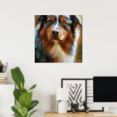 Poster Australian Shepherd - Portrait de chien (Bureau à domicile)