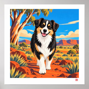 Poster Australian Shepherd SAVOURER LE VOYAGE Impressio