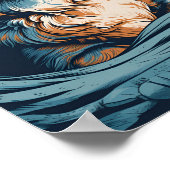 Poster Australian Shepherd sur une plage tropicale (Coin)