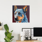 Poster Australian Stumpy Tail Cattle Dog - Portrait de ch (Bureau à domicile)