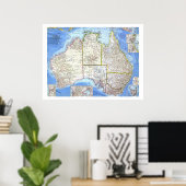 Poster " Australie : 1963 carte détaillée ... (Bureau à domicile)