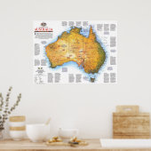 Poster " Australie : 1988 Carte des voyages et de l'histo (Cuisine)