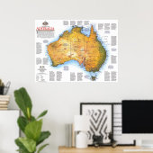 Poster " Australie : 1988 Carte des voyages et de l'histo (Bureau à domicile)