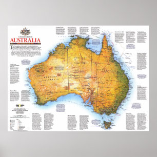 Poster " Australie : 1988 Carte des voyages et de l'histo