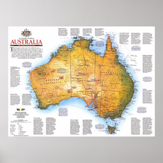 Poster " Australie : 1988 Carte des voyages et de l'histo (Devant)
