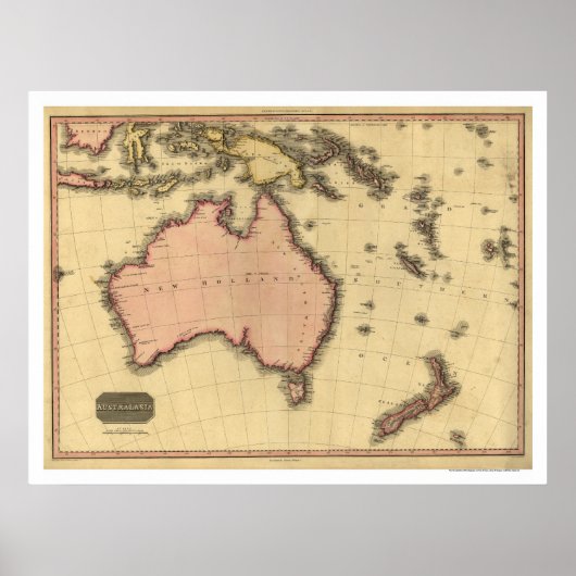 Poster Australie Asie Carte Par John Pinkerton 1818 (Devant)
