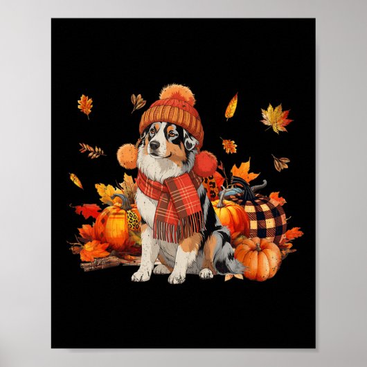 Poster Australie Berger Chien Automne Écharpe Leopard Cit (Devant)