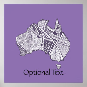 Poster Australie Carte des Doodles Art Souvenir