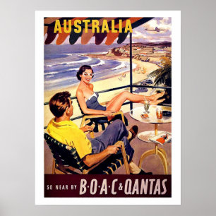 Poster Australie, couple profiter sur la terrasse, voyage