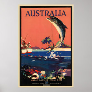 Poster Australie Grande Barrière de corail Voyage Vintage