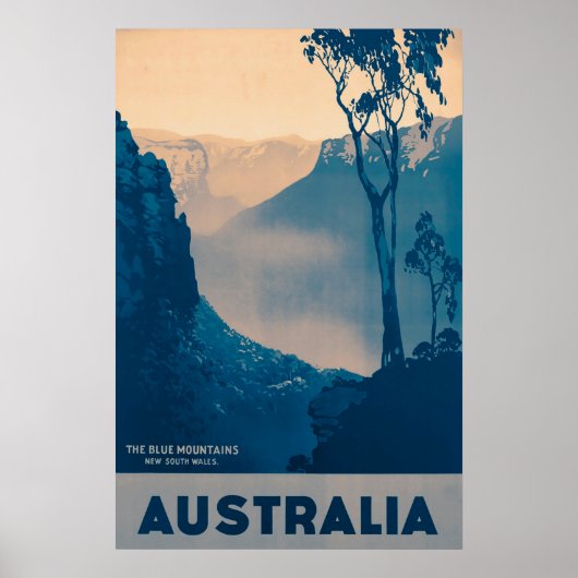 Poster Australie, le Vintage voyage des Blue Mountains (Devant)