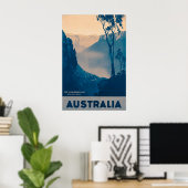 Poster Australie, le Vintage voyage des Blue Mountains (Bureau à domicile)