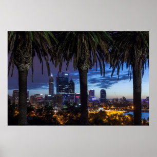 Poster Australie, Perth, ciel de la ville depuis Kings Pa