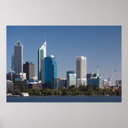 Poster Australie, Perth, ville skyline de Swan River (Devant)