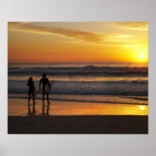 Poster Australie, Queensland, Gold Coast, Surfeurs à