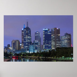 Poster Australie, Victoria, Melbourne, ligne d'horizon le