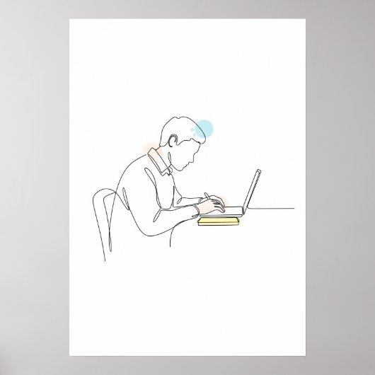 Poster Auteur abstrait une ligne art continu (Devant)