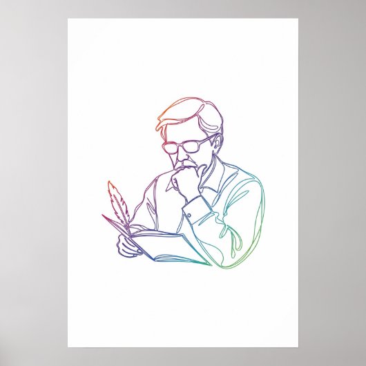 Poster Auteur abstrait une ligne art continu (Devant)