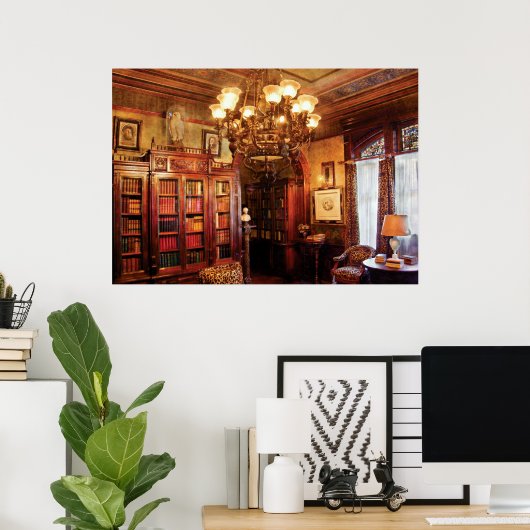 Poster Auteur - Dans la bibliothèque (Bureau à domicile)