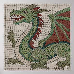 Poster Authentique mosaïque de dragon