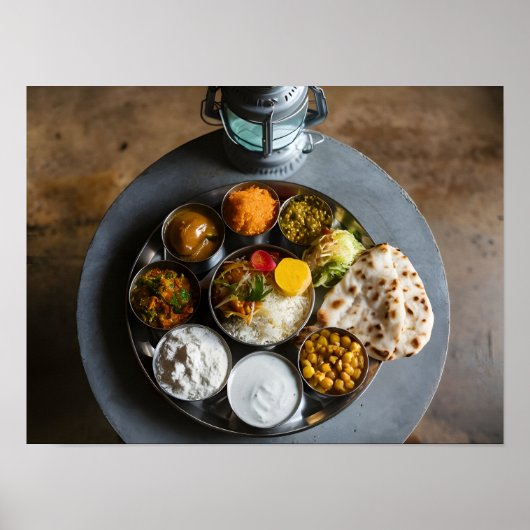 Poster Authentique plateau alimentaire indien hindou Veg  (Devant)