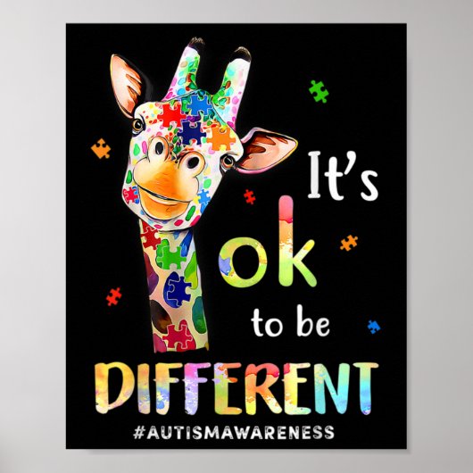 Poster Autism Aware Acceptance Women Kid Its Ok To Be (Devant)