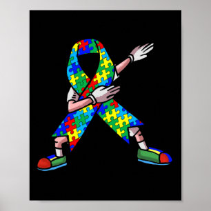 Poster Autism Aware Kids Dabbing Puzzle Piece Love Da