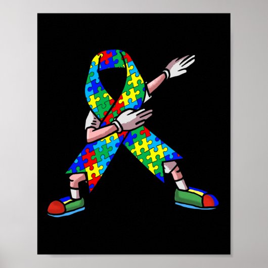 Poster Autism Aware Kids Dabbing Puzzle Piece Love Da (Devant)
