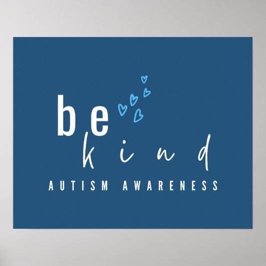 Poster autism awareness be kind blue hearts modern (Devant)