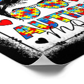 Poster Autism Awareness Maman Life Messy Bun Bleached Mot (Coin)