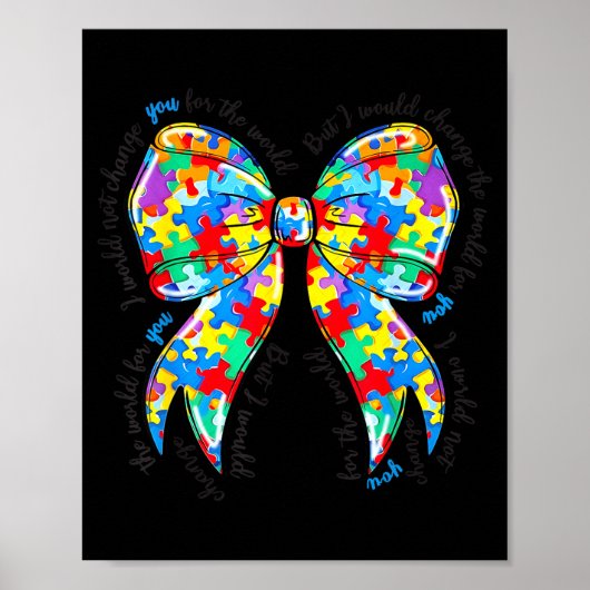 Poster Autism Coquette Bow Puzzle Autism Awareness Proud  (Devant)